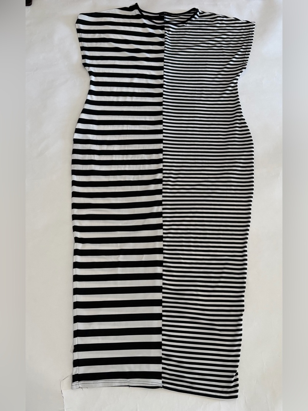 Black and White Striped Maxi Dress - Dual Stripe Design